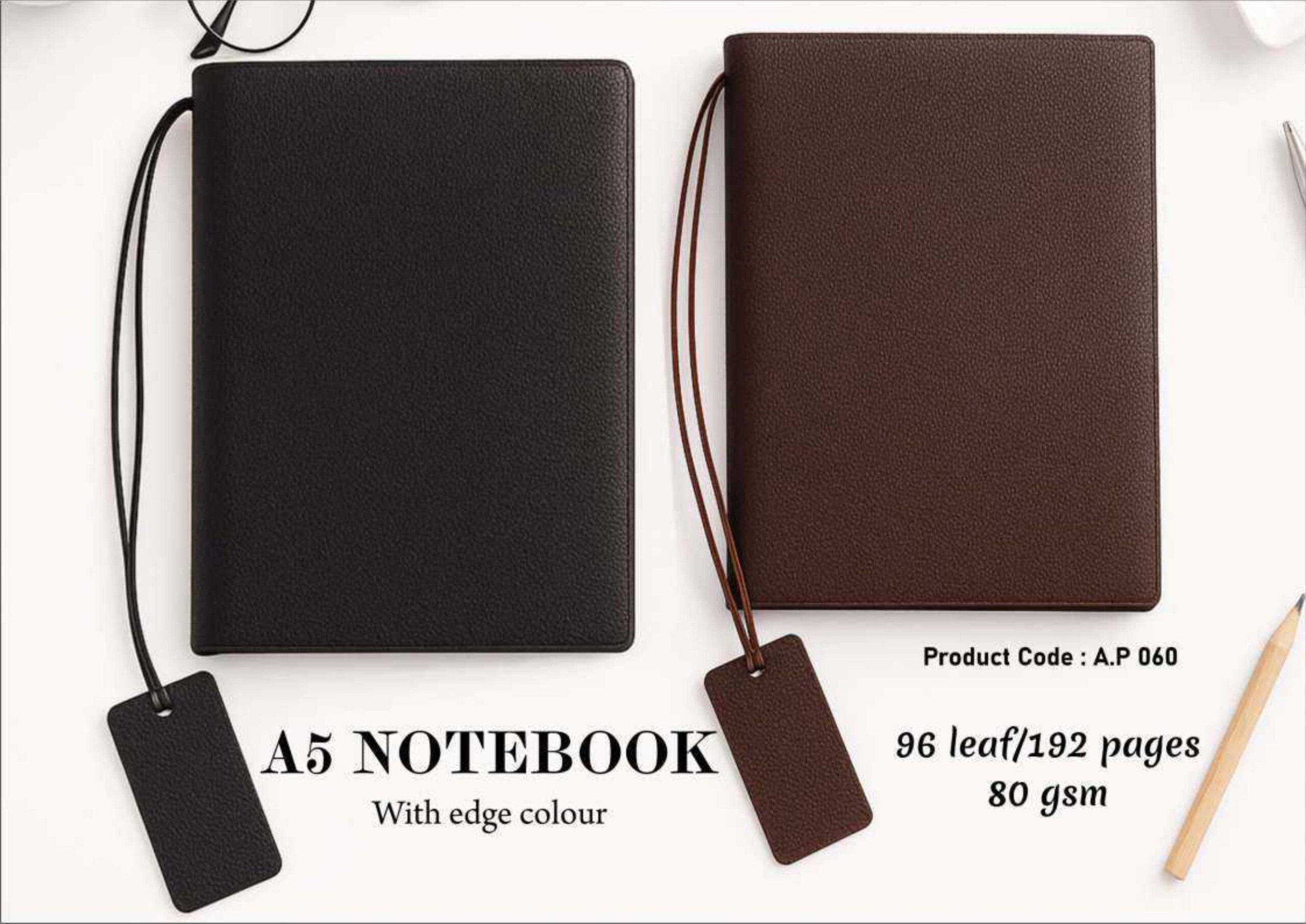 A5 Notebook with Edge Colour – Classic Executive Diary in Black and Brown