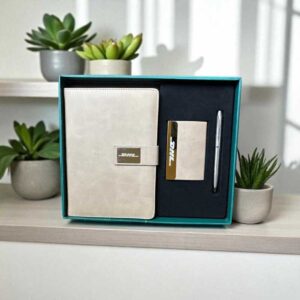 Premium 3-in-1 Leatherette Corporate Gift Set | Custom Logo Diary Gift Combo for Executive Gifting