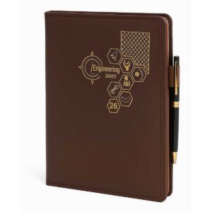 B5 Engineering Diary with Pen Loop – Smooth Brown Leatherette Finish