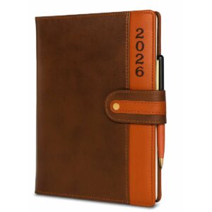 2026 Year B5 Diary with Pen Loop and Flap Closure – Dual Tone PU Leather Planner