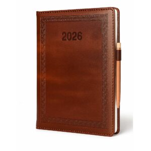 2026 Year B5 Diary with Pen Loop – Brown PU Leatherette Finish