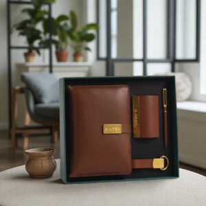 Premium Brown 4-in-1 Corporate Gift Set | Custom Logo Executive Gift Combo