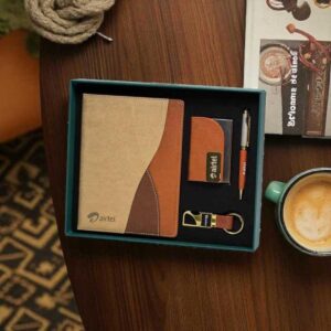 Premium Tan & Beige 4-in-1 Corporate Gift Set | Custom Logo Executive Gift Combo