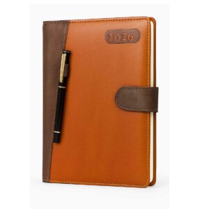 2026 Year B5 Diary with 2 Pen Loops & Magnetic Flap Closure – Executive PU Leather Planner