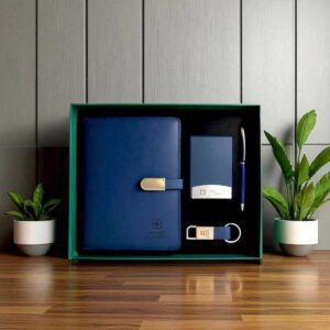 Premium 4-in-1 Corporate Gift Set | Swiss Military Custom Logo Executive Combo (Available in Blue & Grey)