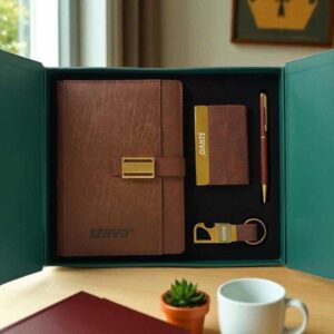 Premium 4-in-1 Corporate Gift Set | Custom Logo Executive Gift Combo (Available in Light Brown & Dark Brown)