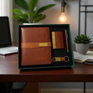 Premium 4-in-1 Corporate Gift Set | Custom Logo Executive Gift Combo (Ramada Edition – Dual Brown Finish)