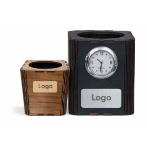 Customizable MDF Pen Stand with Clock – Corporate Desk Organizer Bulk Supply