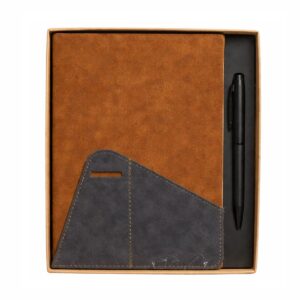 Custom Thermal PU Card Pocket Notebook and Pen Gift Set – Bulk Personalized Corporate Gift Set
