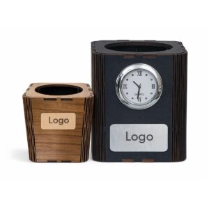 Customizable MDF Pen Stand with Clock – Corporate Desk Organizer Bulk Supply
