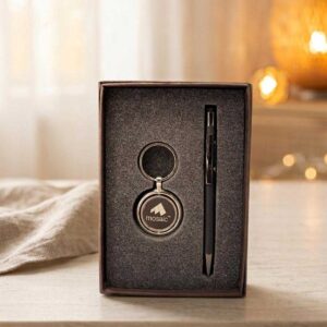 Personalized Pen and Round Keychain Gift Set