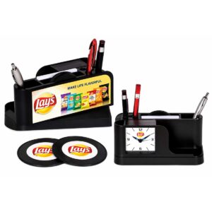 Custom Printed Desk Organizer with Clock