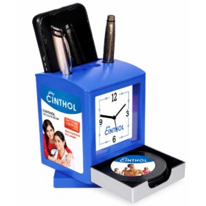 Custom Printed Pen Stand with Clock